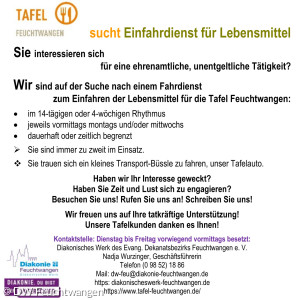 Gesucht - Einfahrer*innen für die TAFEL Feuchtwangen!